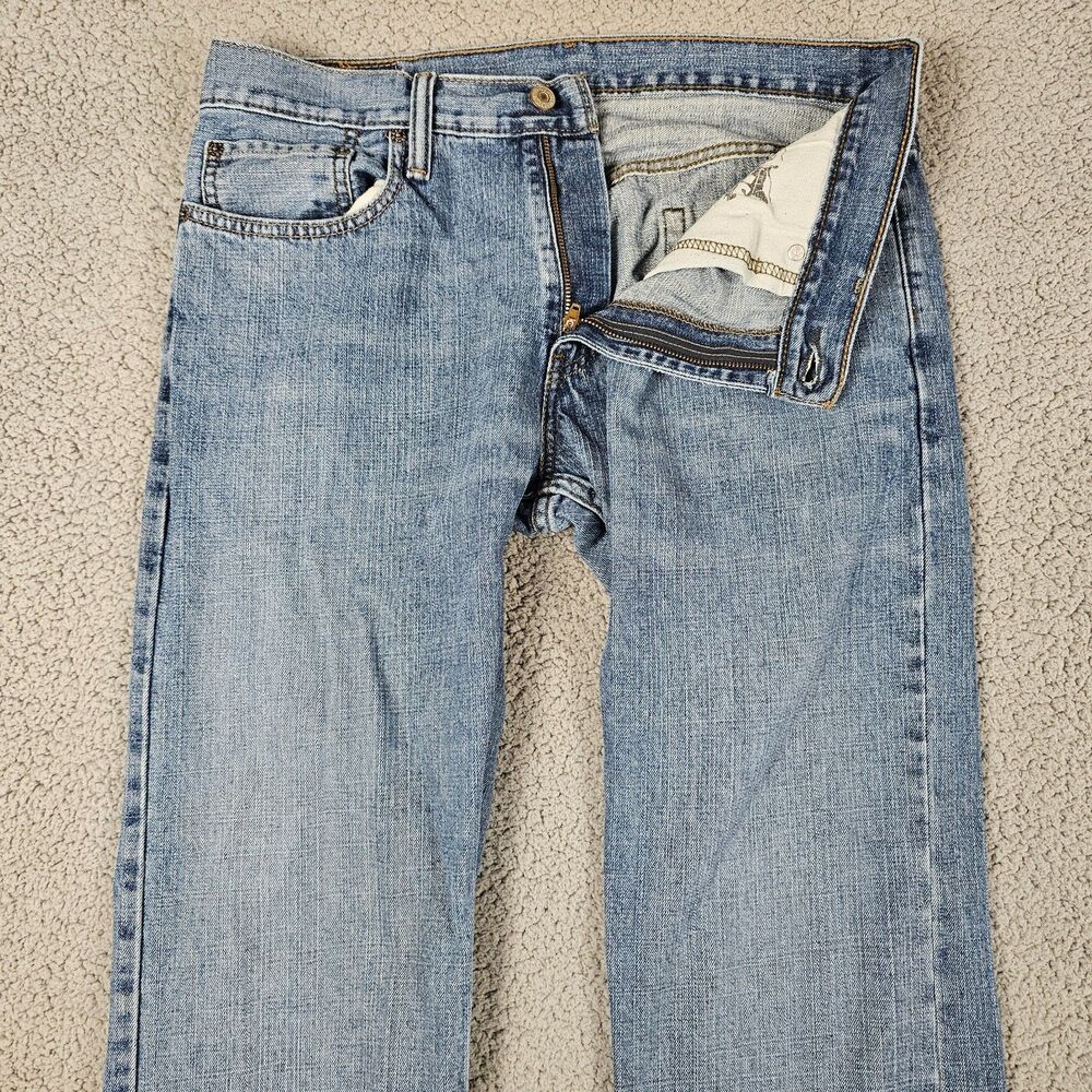 Levis 514 Jeans Mens 34x32 Blue Denim Regular Straight Distressed Casual Comfort